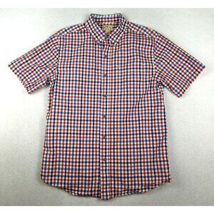 BLUE MOUNTAIN - MEN'S BLUE & RED PLAID SHORT SLEEVE BUTTON-UP SHIRT - SIZE M